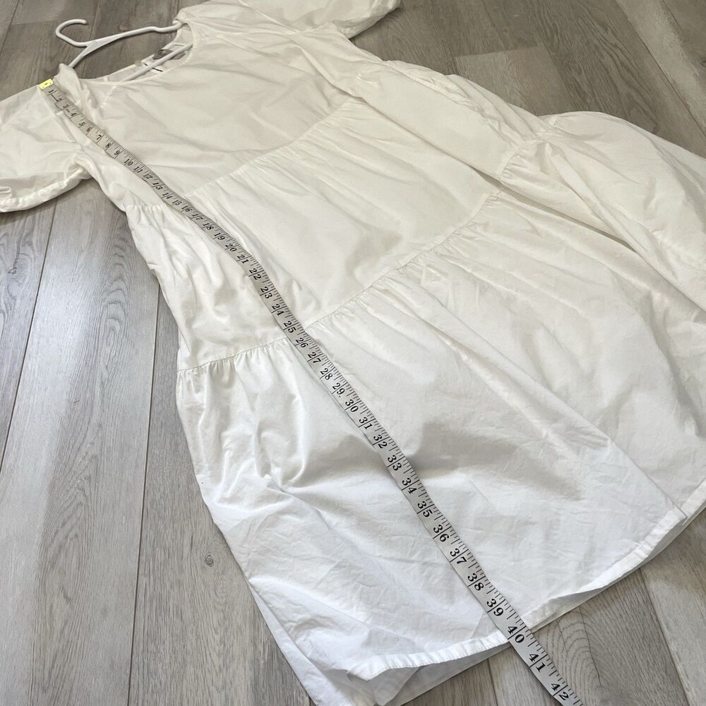 Everlane Tiered Dress cotton midi short sleeve womens White size 6 contemporary - Picture 8 of 8